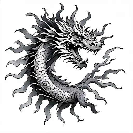 Philippine Sun with dragon tattoo design idea