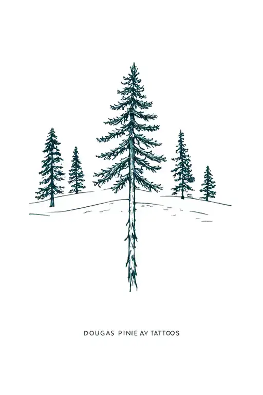Douglas fir, redwood, and Norway pine trees tattoo design idea