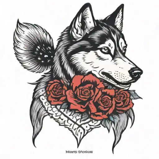 husky dog tattoo design idea