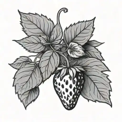 simple strawberry vine outline tattoo design idea