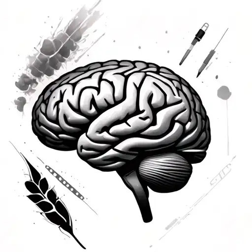 realistic brain with bandaide tattoo design idea