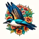 swallow flying tattoo design idea