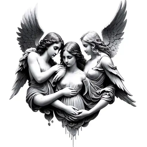 3 angels holding hands. tattoo design idea