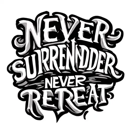 "Never surrender never retreat" "Never surrender never retreat" "Never surrender never retreat" hand tattoo spelled correctly quote  tattoo design idea