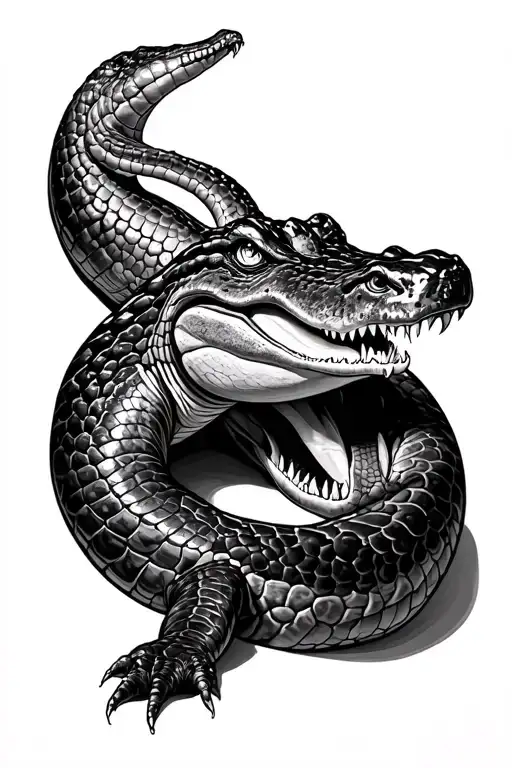 anaconda choking an aligator tattoo design idea