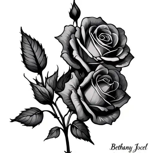 "Bethany Jocel" two roses intertwined tattoo design idea