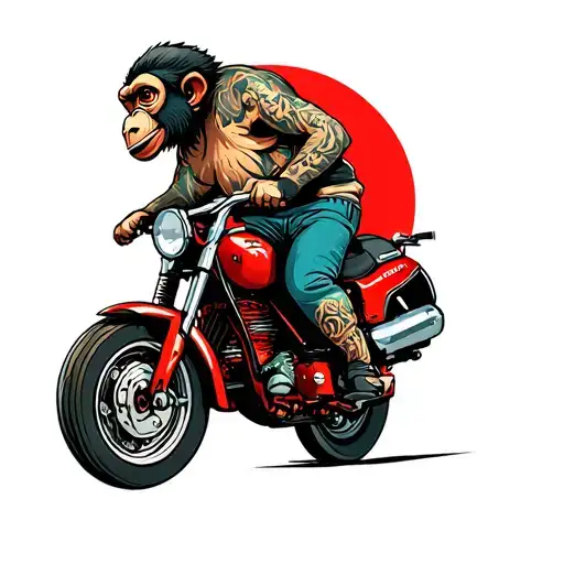 Honda monkey motorcycle riding tattoo design idea