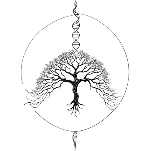 double helix intertwined with tree of life tattoo design idea