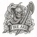 fire axe and text "C-Shift" tattoo design idea