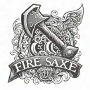 fire axe and text "C-Shift" tattoo design idea