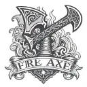 fire axe and text "C-Shift" tattoo design idea
