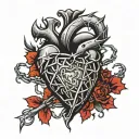 heart surrounded by barbed wire tattoo design idea