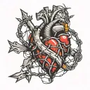 heart surrounded by barbed wire tattoo design idea