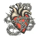 heart surrounded by barbed wire tattoo design idea
