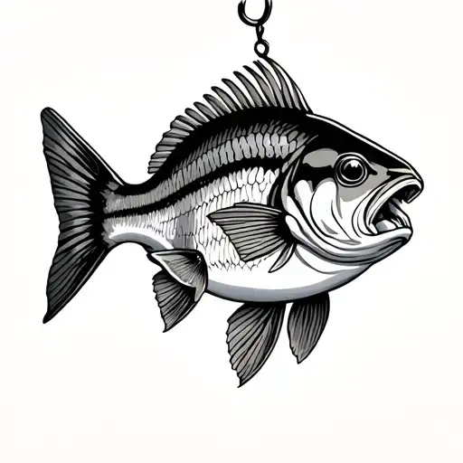 American traditional snapper on a hook  tattoo design idea