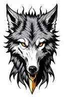 Bone dagger wolf head tattoo design idea