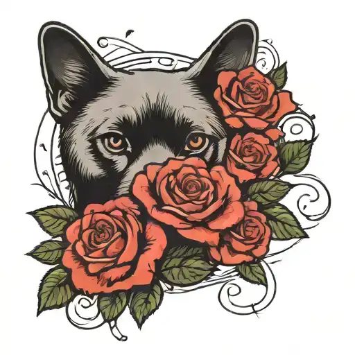 Specifically wrist-middle size to small tattoo. A semicolon, but instead of the point, a paw print, with red roses aroun tattoo design idea