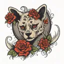 Specifically wrist-middle size to small tattoo. A semicolon, but instead of the point, a paw print, with red roses aroun tattoo design idea