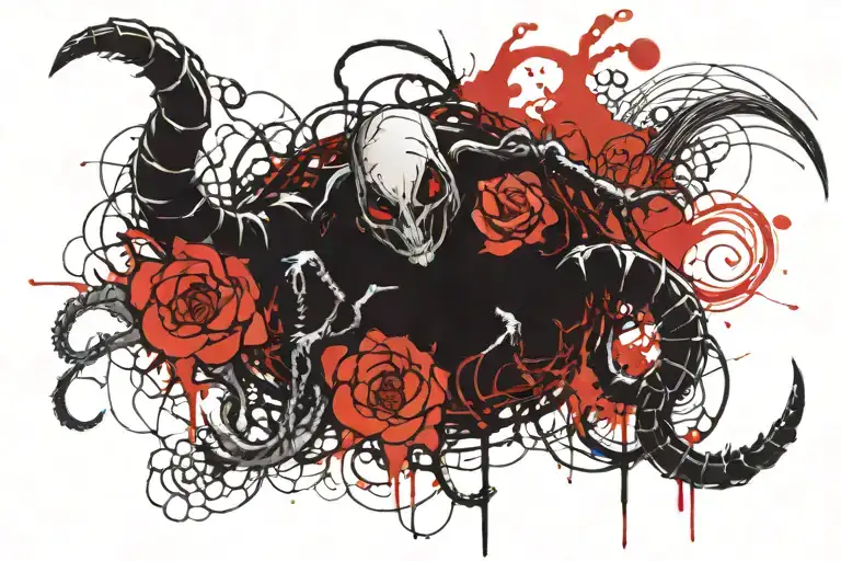 tokyo ghoul centipede with flower of death in japan tattoo design idea