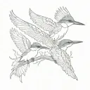 three flying kingfishers  tattoo design idea