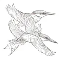 three flying kingfishers  tattoo design idea