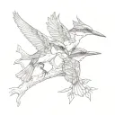 three flying kingfishers  tattoo design idea