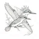 three flying kingfishers  tattoo design idea