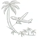 aeroplane and palm trees tattoo design idea