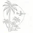 aeroplane and palm trees tattoo design idea