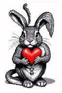 Might Python and the Holy Grail Killer rabbit eating a pixelated heart tattoo design idea