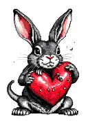 Might Python and the Holy Grail Killer rabbit eating a pixelated heart tattoo design idea