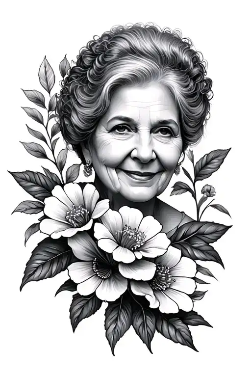 Grandma Linda , Granny , TeTe Tonya as flowers blooming tattoo design idea