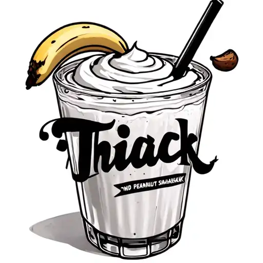 "Thiack " peanut butter and banana milkshake tattoo design idea