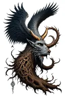 Yggdrasil and hanging odin tattoo design idea