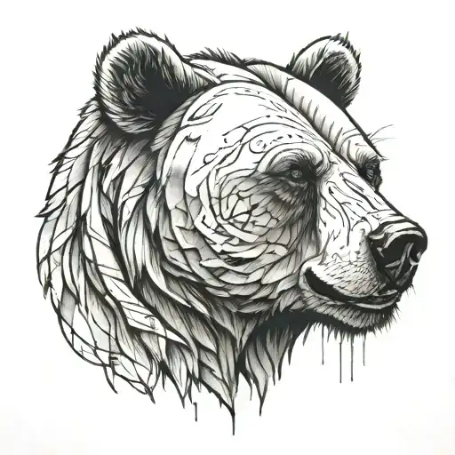 bear with scars on face made tattoo design idea