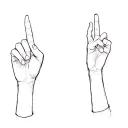 two hands pointing in different directions tattoo design idea