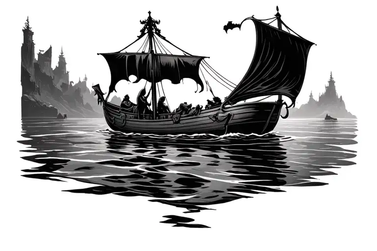 Charon sails on the river Styx tattoo design idea
