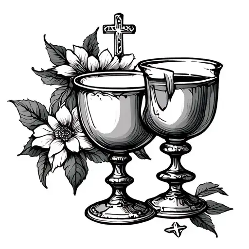 Ancient Catholic communion  tattoo design idea