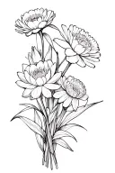 create me a bouquet with carnation daisywater lily narcissusdaffodil but only one of each and with long skinny stems tattoo design idea