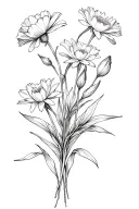 create me a bouquet with carnation daisywater lily narcissusdaffodil but only one of each and with long skinny stems tattoo design idea