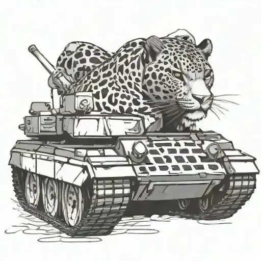 black work leopard 2 tank tattoo design idea
