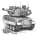 black work leopard 2 tank tattoo design idea