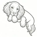 cocker spaniel sleeping with halo above head tattoo design idea