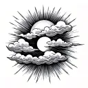 Clouds And Sun Rays tattoo design idea