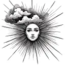Clouds And Sun Rays tattoo design idea