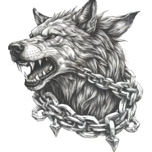fenrir breaking his chains wrapped tattoo design idea