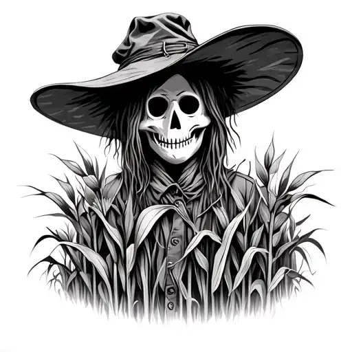 scarecrow cornfield tattoo design idea