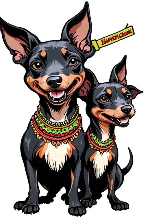 two Xoloitzcuintle happy tattoo design idea