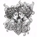 Gemini and Aquarius who pour water tattoo design idea