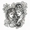 Gemini and Aquarius who pour water tattoo design idea